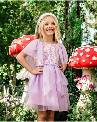 Fleur Harris - 'The Magic Faraway Tree' Sequin Fairy Dress in Lilac