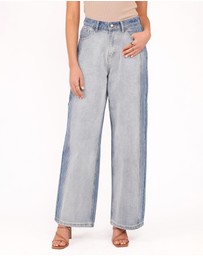 Petal & Pup - Yuri Wide Leg Jeans - Two Tone Blue