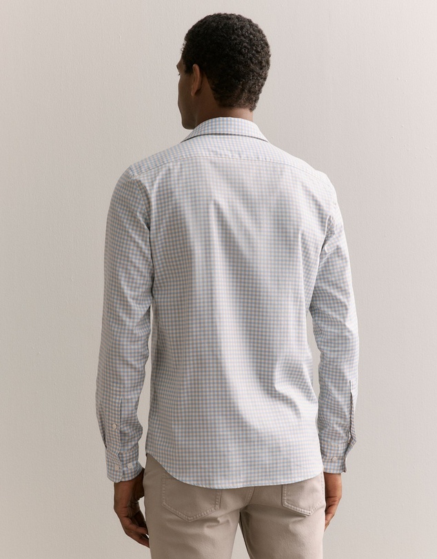 Trenery - Tailored Fit Supima Cotton Micro Check Shirt in White