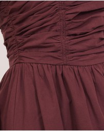 Calli - Strapless Gathered Midi Dress