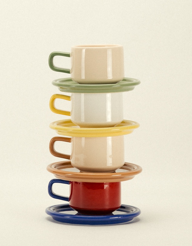 Dennis Did It - Spill the Tea Cup and Saucer Red and Blue