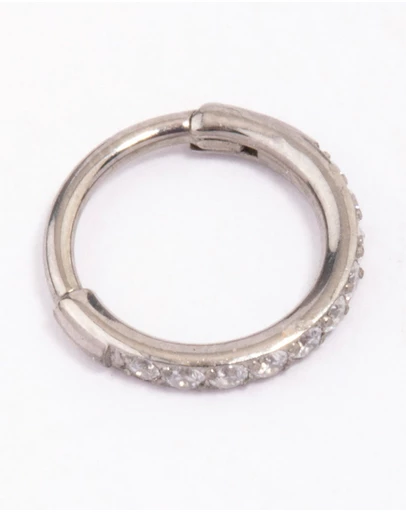 Lovisa - Titanium Single Half Cubic Zirconia Clicker Ring 6mm