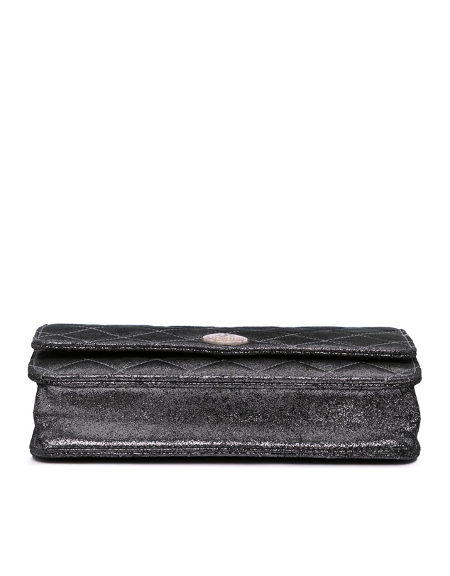 Pre-Loved by Azura Reborn - Pre-Loved Quilted Iridescent Lambskin Tartan Button Wallet On Chain