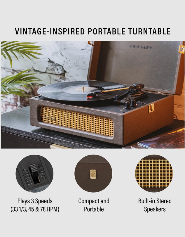 Crosley - Crosley Voyager Bluetooth Portable Turntable - Cocoa