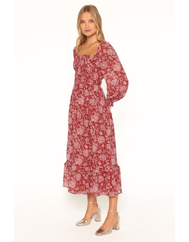 Petal & Pup - Aine Midi Dress - Red Floral