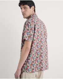 Seasalt - Seasalt Cornwall Multi Blue Heron Short Sleeve Shirt