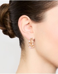 Lovisa - Gold Plated Diamante & Pearl Flower Hoop Earrings