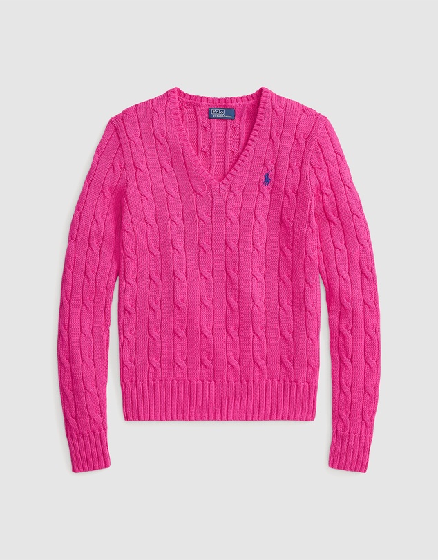 Polo Ralph Lauren - Cable-Knit Cotton V-Neck Sweater - The ICONIC Exclusive