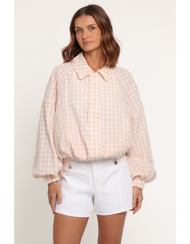 Petal & Pup - Bevin Lightweight Bomber Jacket - Peach Gingham