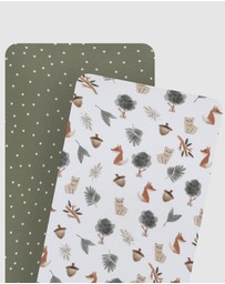 Living Textiles - 2 Pack Jersey Bedside Sleeper Fitted Sheet - Forest Retreat