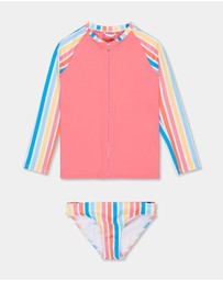 Roxy - Girls 8 to 16 Holy Stripe Long Sleeve Rash Vest