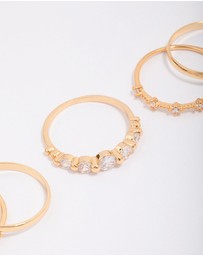 Lovisa - Gold Plated Dainty Cubic Zirconia Stacking Ring 5-Pack