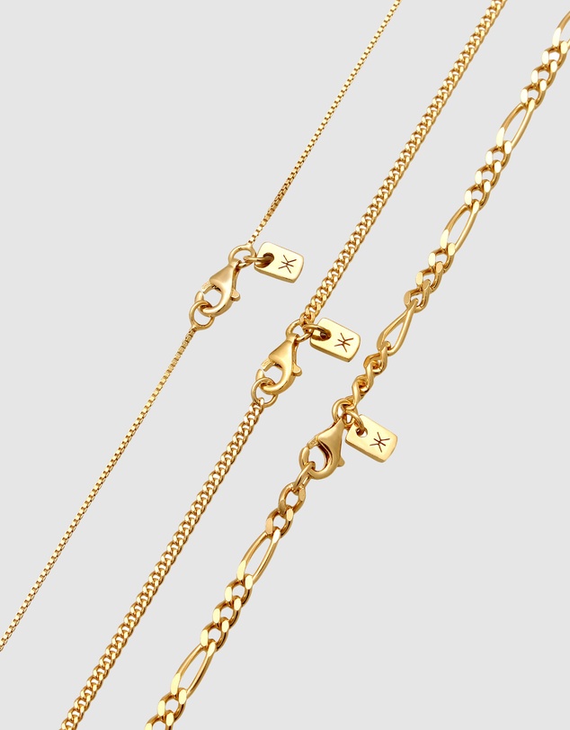Kuzzoi - ICONIC EXCLUSIVE - Mixed Chain Necklace Set in Gold-Plated 925 Sterling Silver