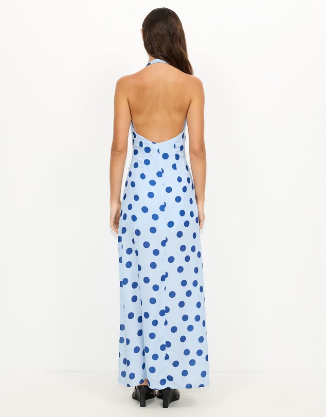 Dazie - Waves Halter Polka Dot Maxi Dress