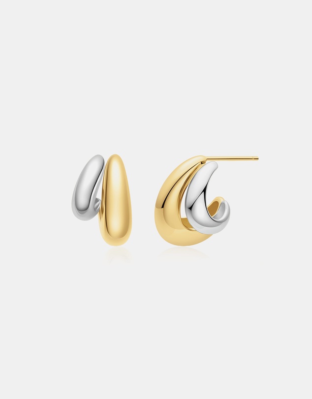 Ania Haie - Ania Haie Two-Tone Dome Stud Hoop Earrings