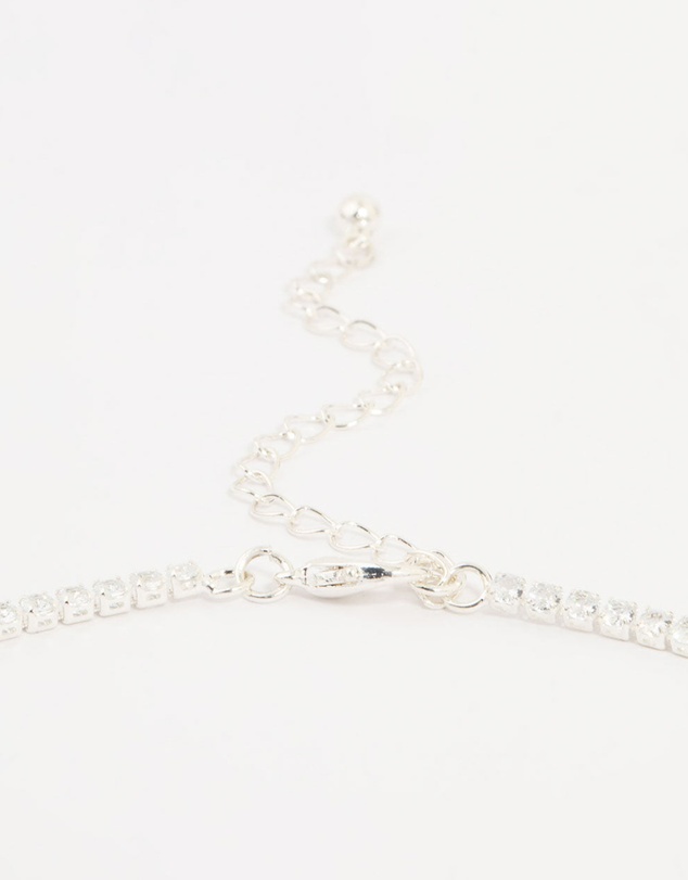 Lovisa - Silver Cubic Zirconia Pointed Earrings & Necklace Set