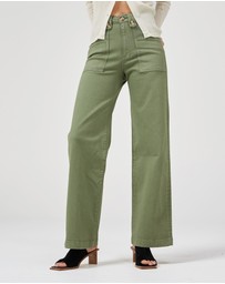 DRICOPER DENIM - Carrie Oil Green Wide Straight Leg Jeans