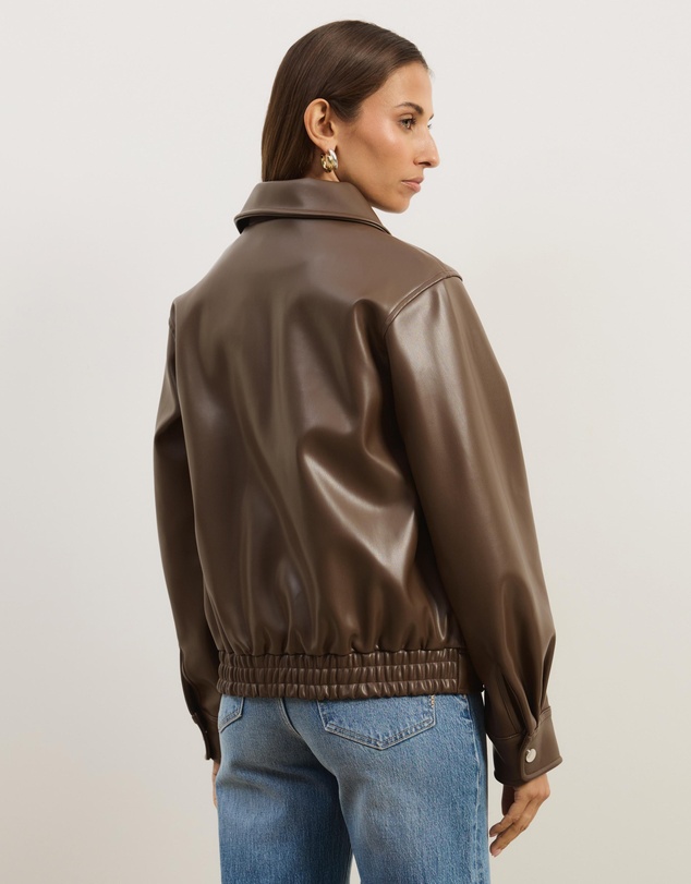 Atmos&Here - Renna Faux Leather Bomber Jacket