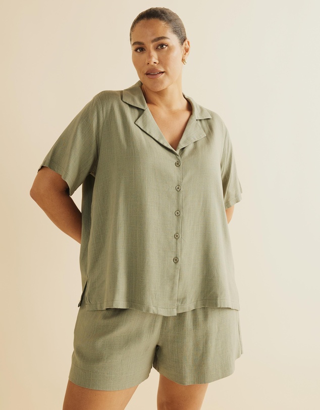 Atmos&Here Curvy - Alis Linen Blend Shirt