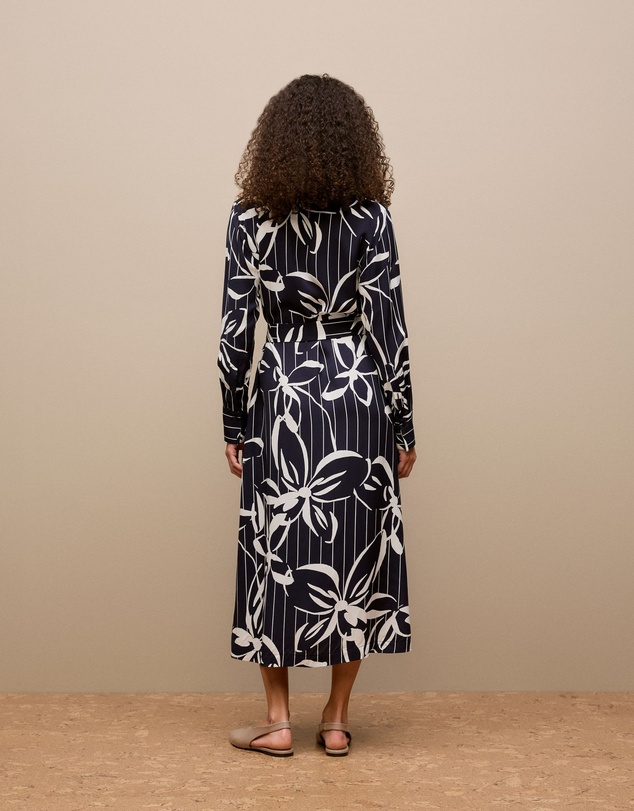 Trenery - Floral Stripe Twill Shirt Dress in Night Sky