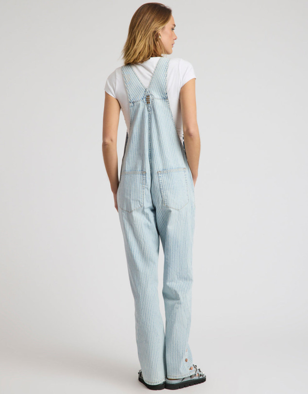 ONE TEASPOON - Painters Classic Long Length Denim Overalls - Summer Stripe