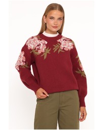 Petal & Pup - Ford Sweater - Burgundy Pink Floral