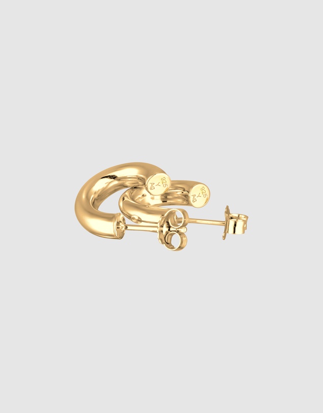 Elli Jewelry - Earrings Creoles Studs Chunky In 925 Sterling Silver Gold Plated
