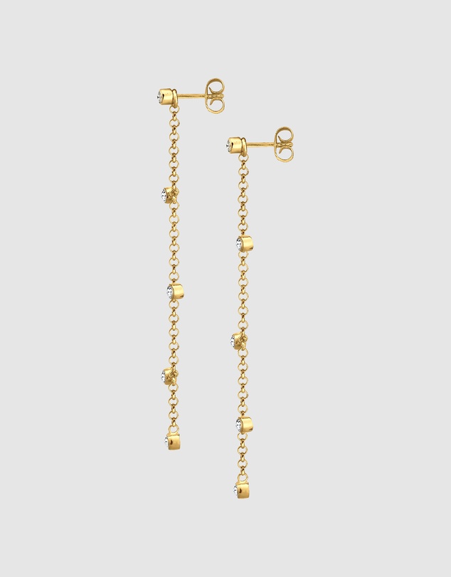 Elli Jewelry - 2-in-1 Convertible Crystal Drop Earrings in Gold-Plated 925 Silver