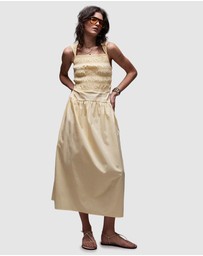 TOPSHOP - Shirred Bust Dropped Waist Midi Poplin Dress