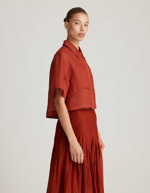 Mattir - Aire Ramie Crop Cherry
