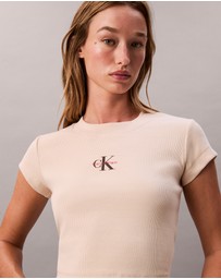 Calvin Klein Jeans - Monogram Logo Ribbed Baby Tee