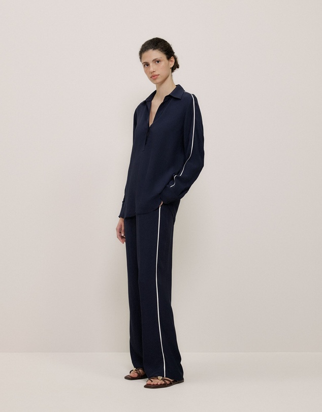 Trenery - Piping Detail Long Sleeve Shirt in Night Sky
