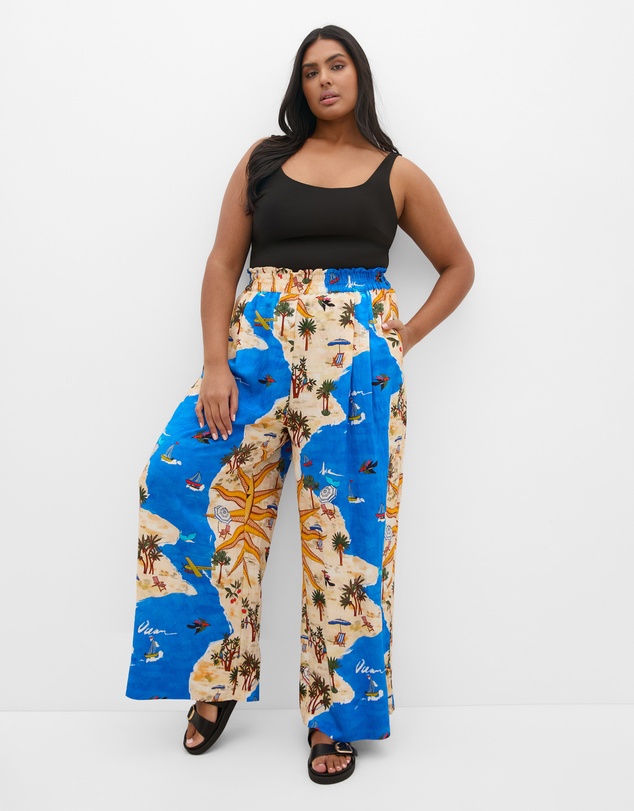 City Chic - Postcard Placement Print Pant