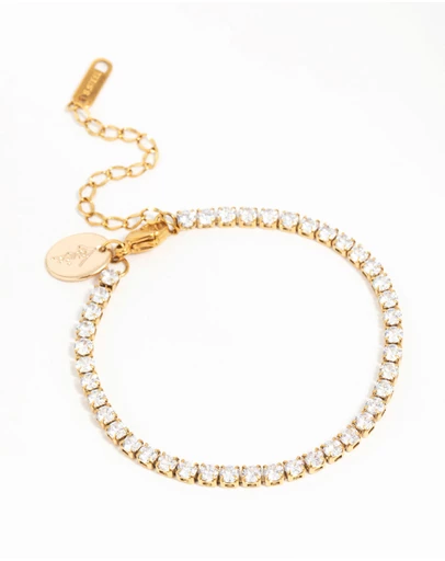 Lovisa - Waterproof Gold Plated Stainless Steel Cubic Zirconia Tennis Bracelet