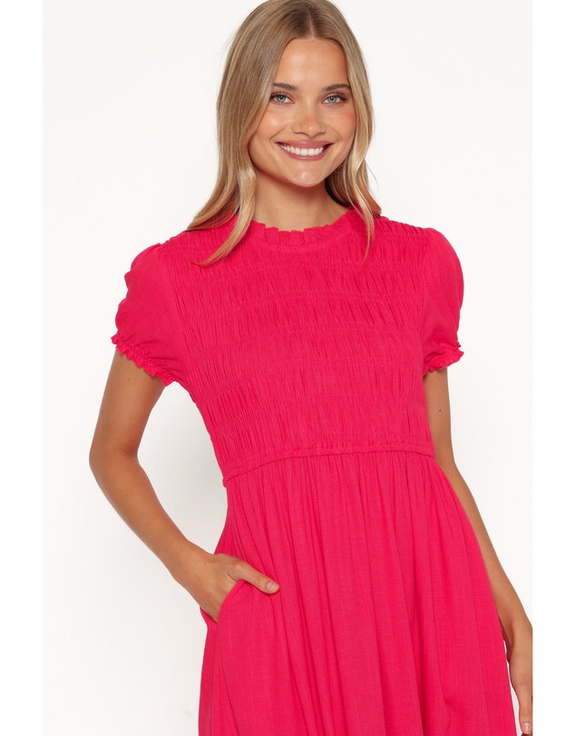 Petal & Pup - Darla Puff Sleeve Dress - Hot Coral