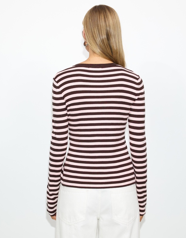 Dazie - Zadie Striped Knit Long Sleeve Cardigan