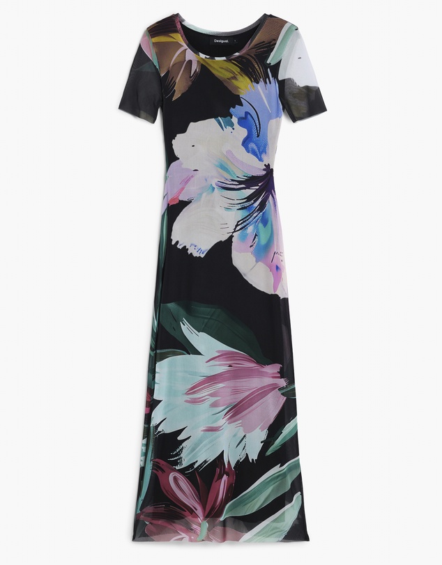Desigual - Watercolor floral fitted dress