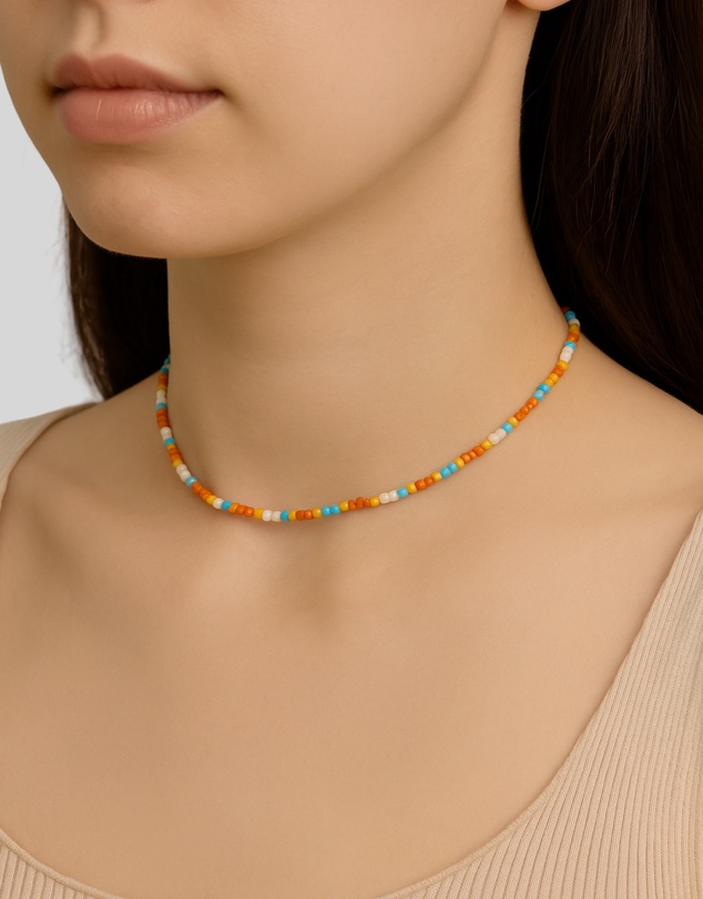 KAJA Clothing - Rainbow Glass Rice Bead Necklace-2pc