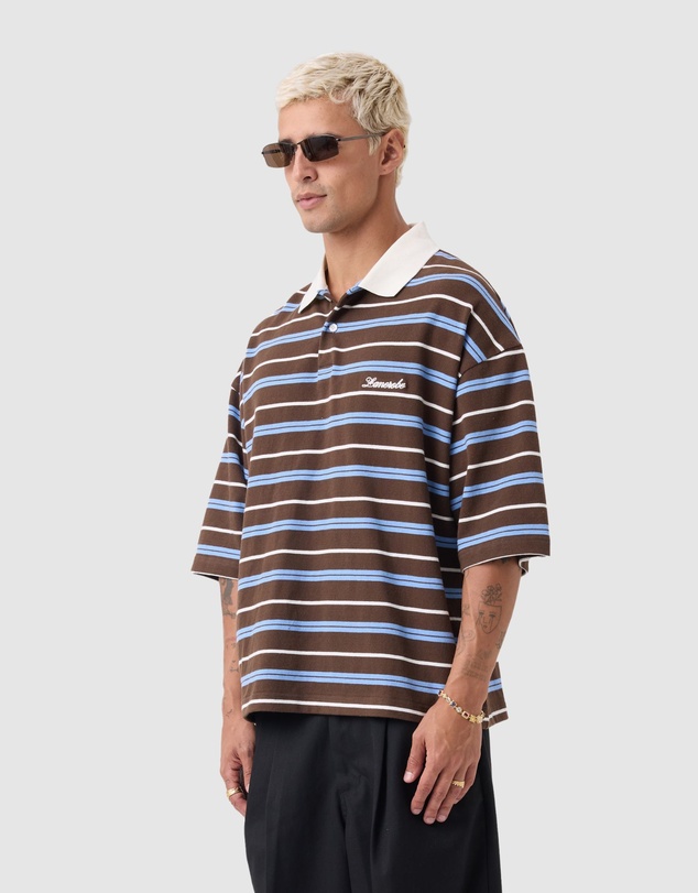 Zanerobe - Box Crop Polo Choc/Sky Blue