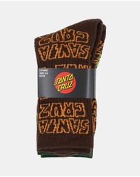 Santa Cruz - Multi Cruz Stack Repeat Crew Socks - Kids-Teens