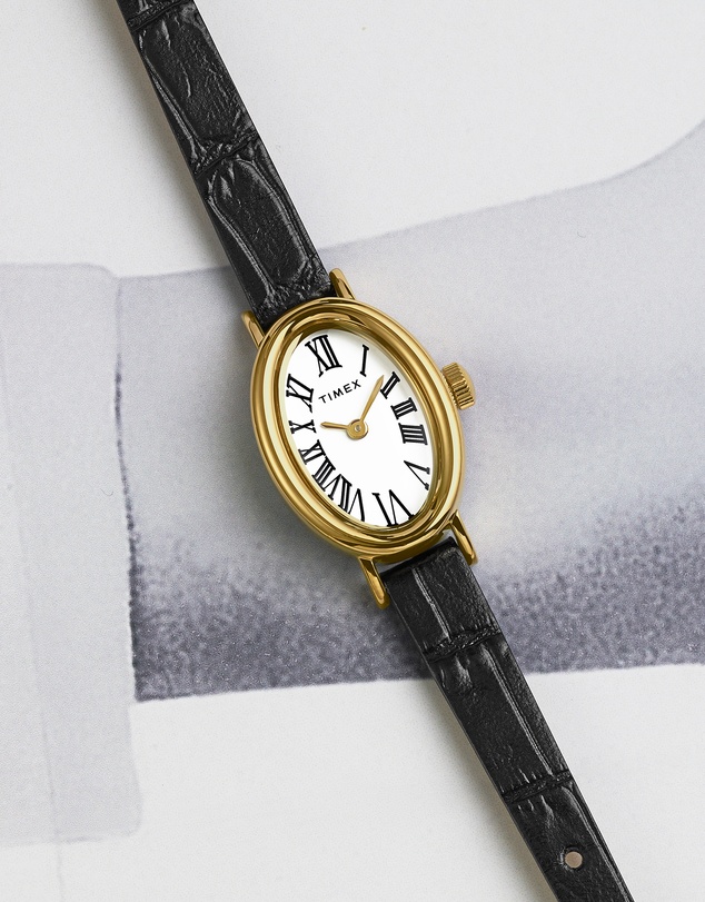 TIMEX - Women's Cavatina Gold-tone Case with Black Strap