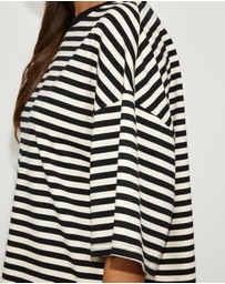 Dazie - Nostalgia Stripe Oversized Boyfriend Tee