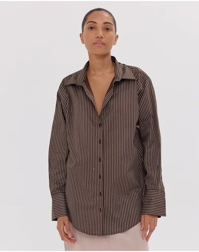 Cloth & Co. - The Dropped Yoke Shirt | Brazil Nut & White