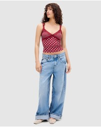 BDG By Urban Outfitters - Polka Dot Lace Trim Cami