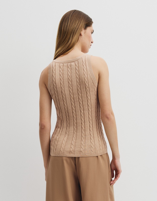 Country Road - Organically Grown Cotton Blend Cable Knit Tank