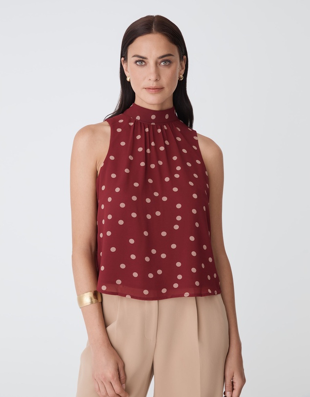 Forcast - Lottie Printed Tie Neck Top