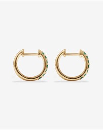Michael Hill - Huggie Earrings with Emerald in 10kt Yellow Gold
