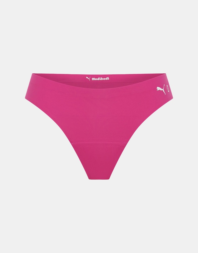 Modibodi - Puma X Modibodi Seamfree Active Period Thong 3 Pack Light Absorbency Garnet Rose Pink