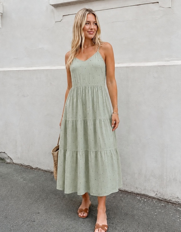 Esther & Co - Sona Dress - Sage Spot