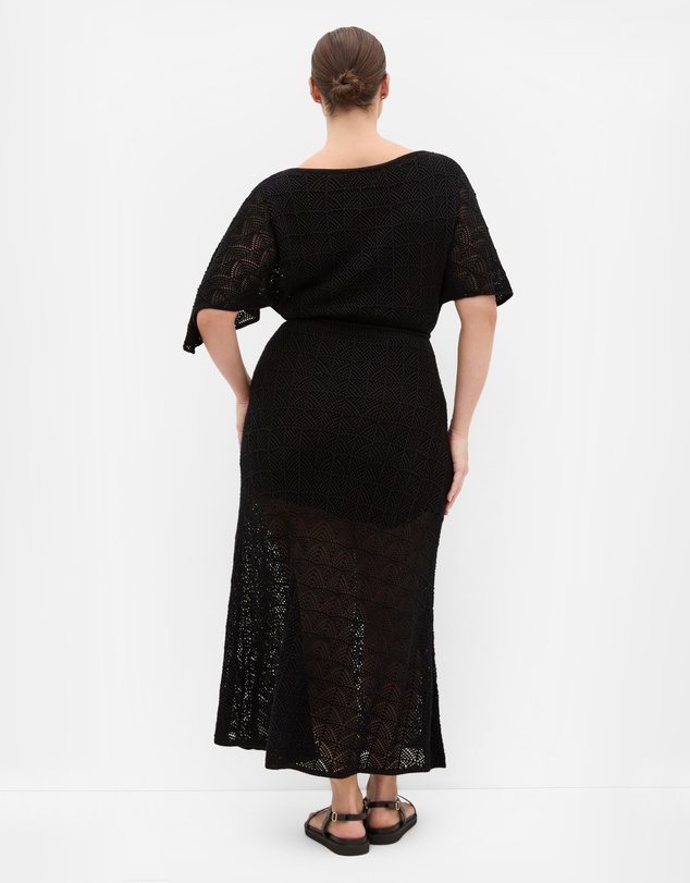 City Chic - Plus size Cassie Crochet Knit Dress - black